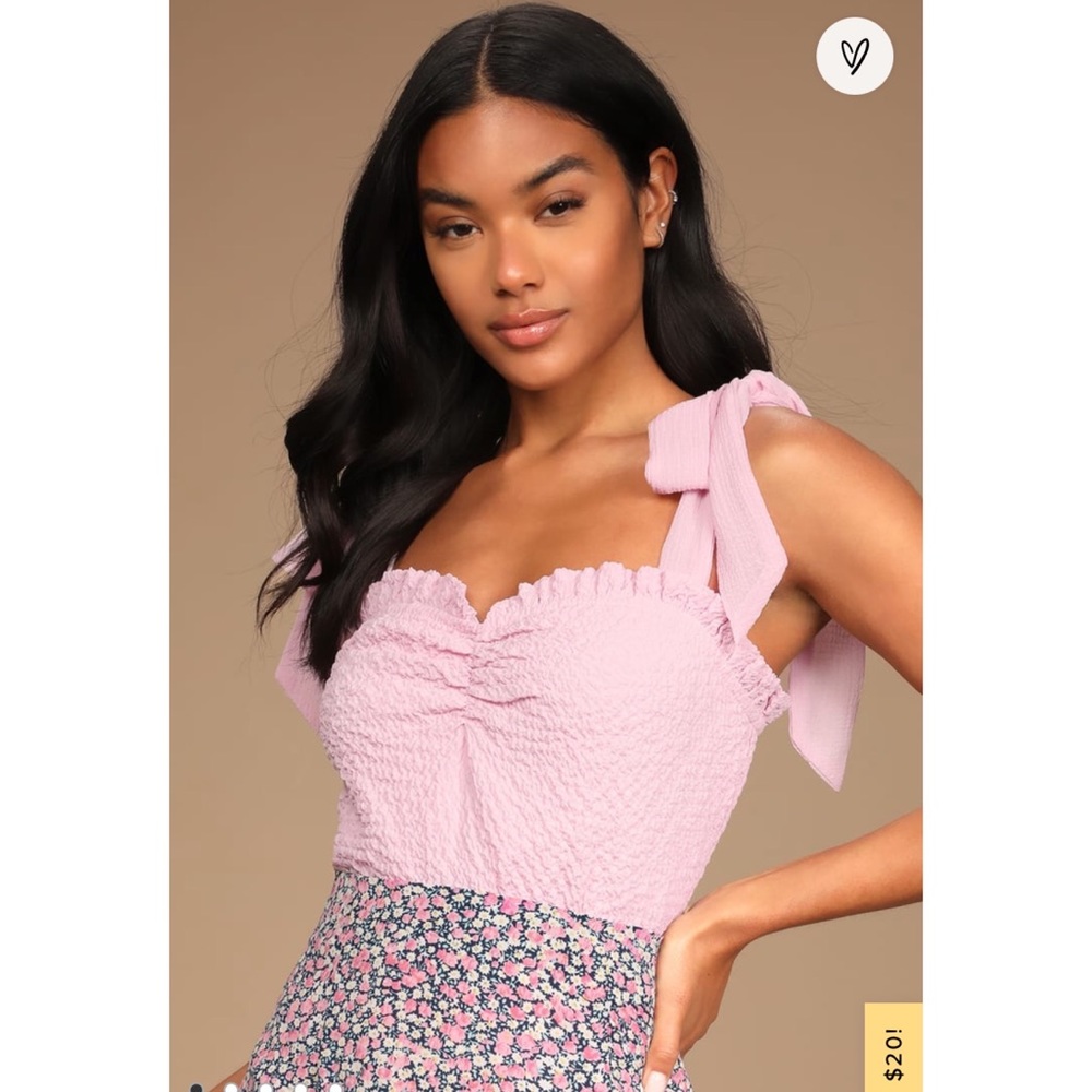Lulu’s You're a Sweetheart Light Pink Tie-Strap Ruffled Tank Top